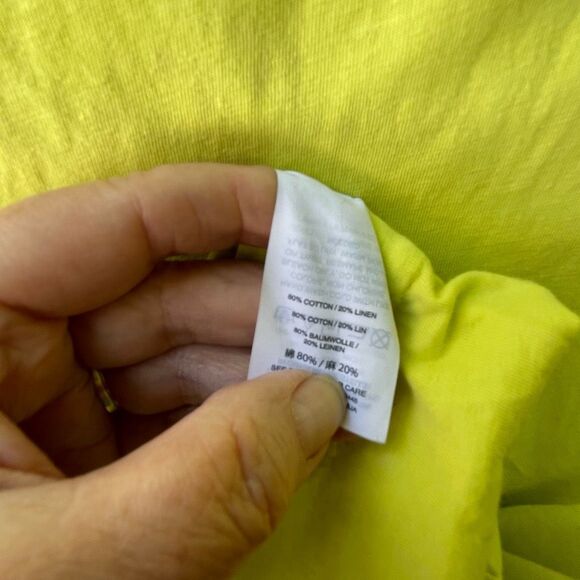 J.Crew bright fun size L yellow T-shirt cap sleeves. Cotton linen - Picture 5 of 7